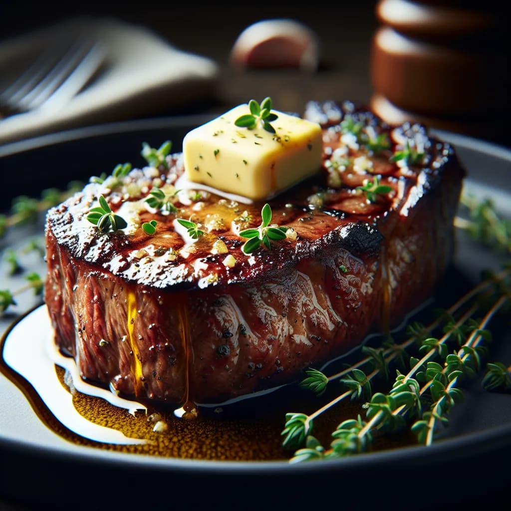 New York Strip Steak with Garlic Butter