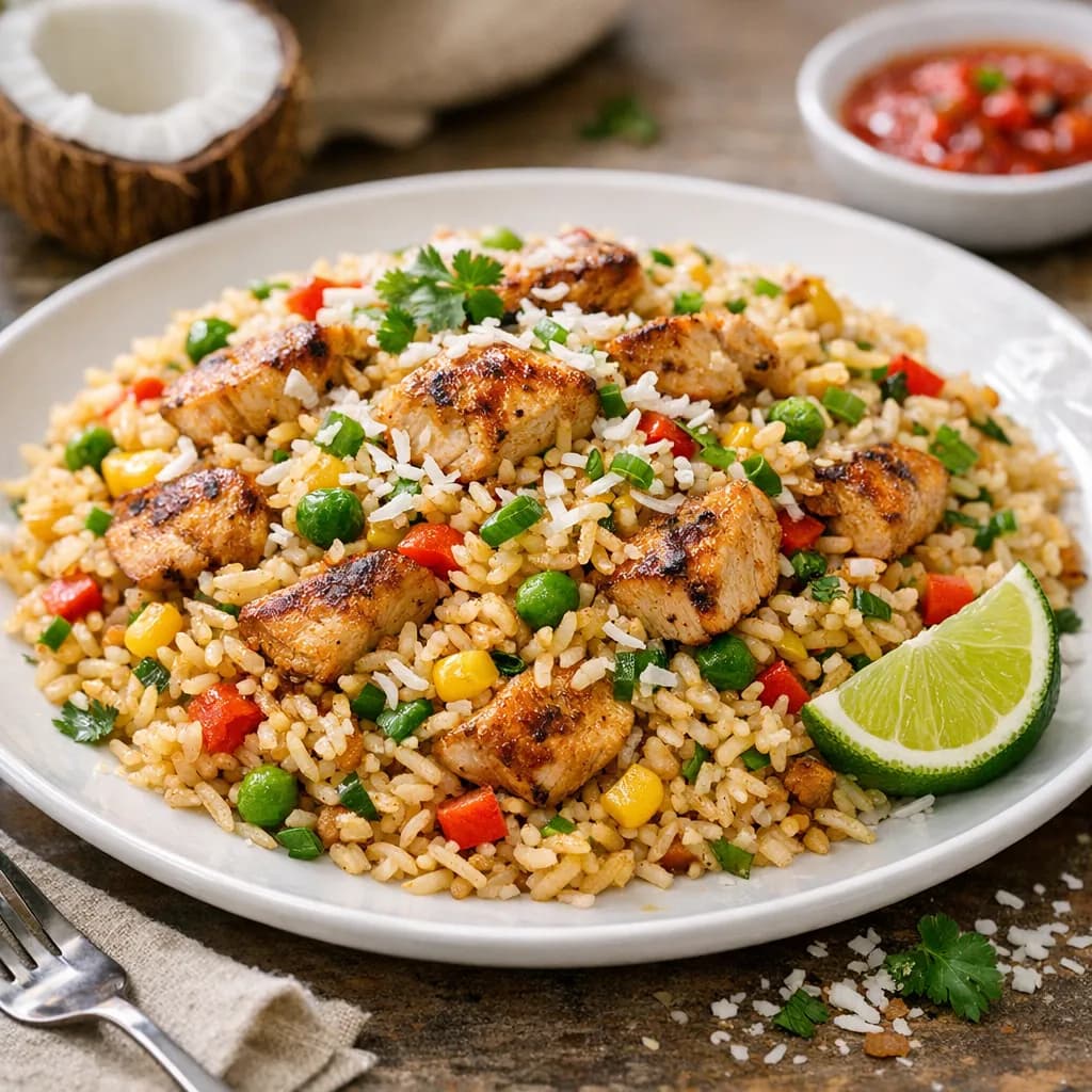 Nigerian Coconut Chicken Fried Rice