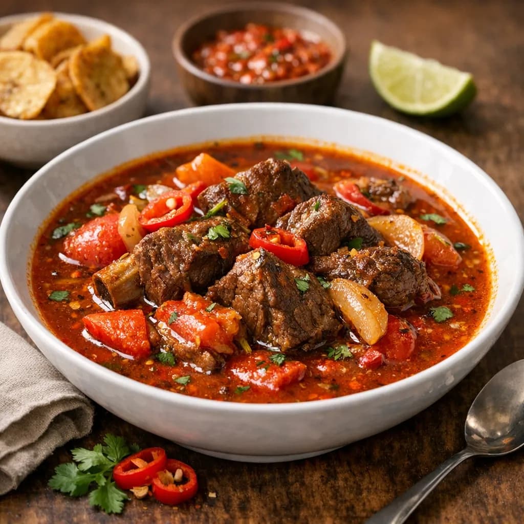 Nigerian Dextrose-Infused Beef & Tomato Pepper Soup