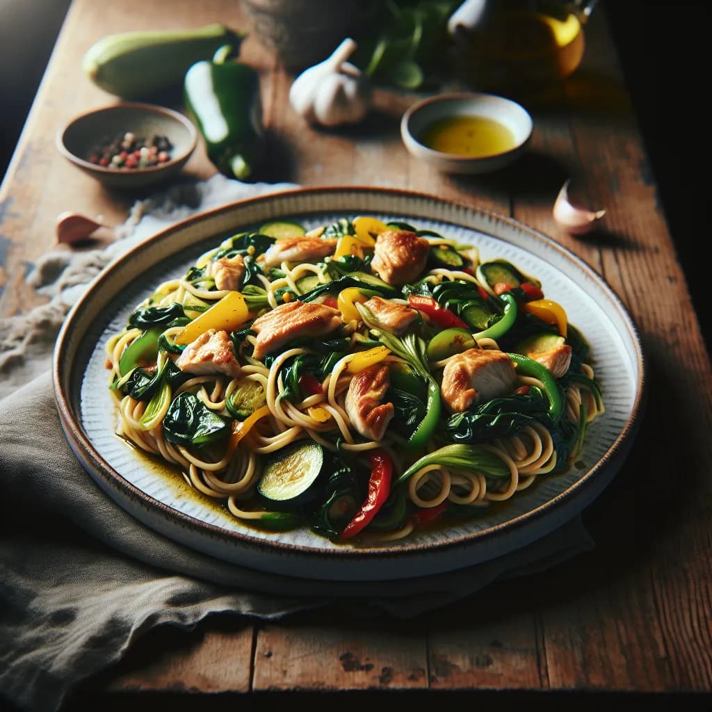 Noodles con Verdure e Pollo