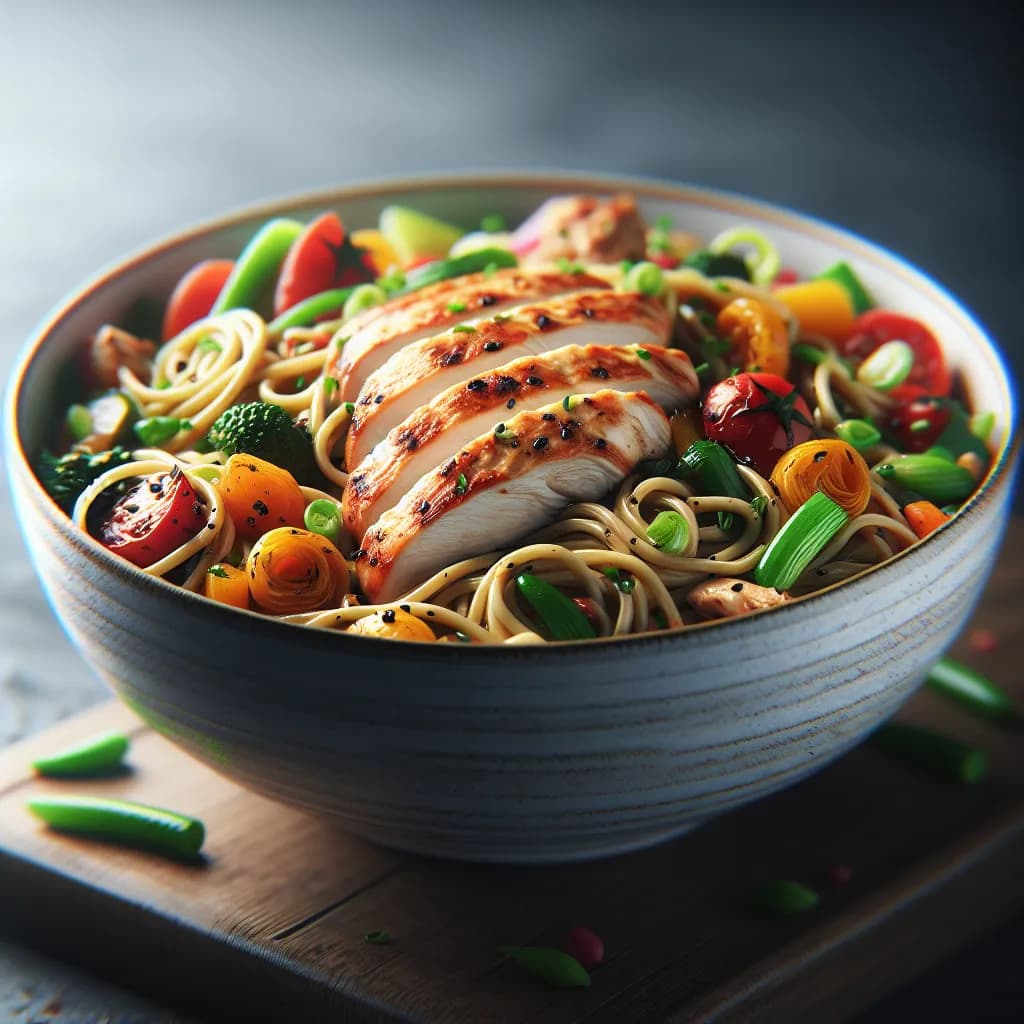 Noodles con Verdure e Pollo