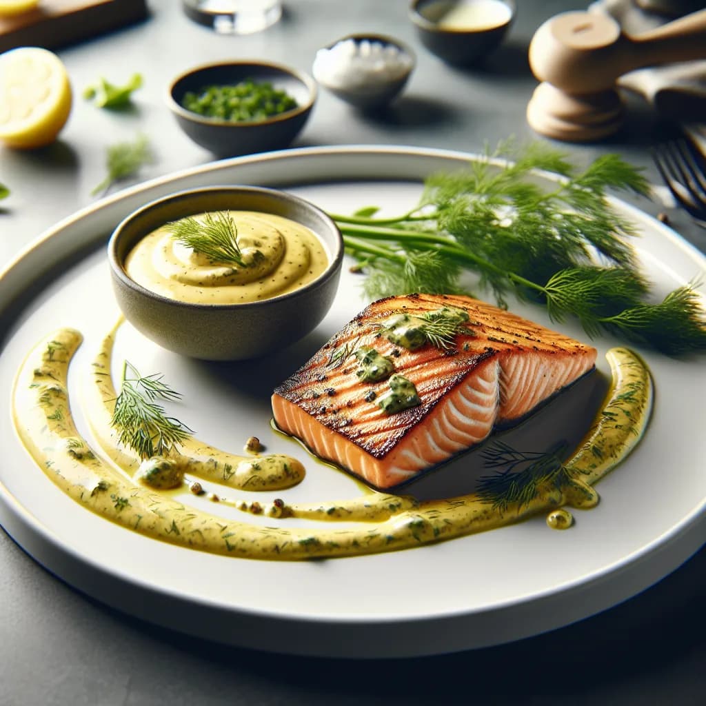 Norwegischer Lachs mit Dill-Senf-Sauce