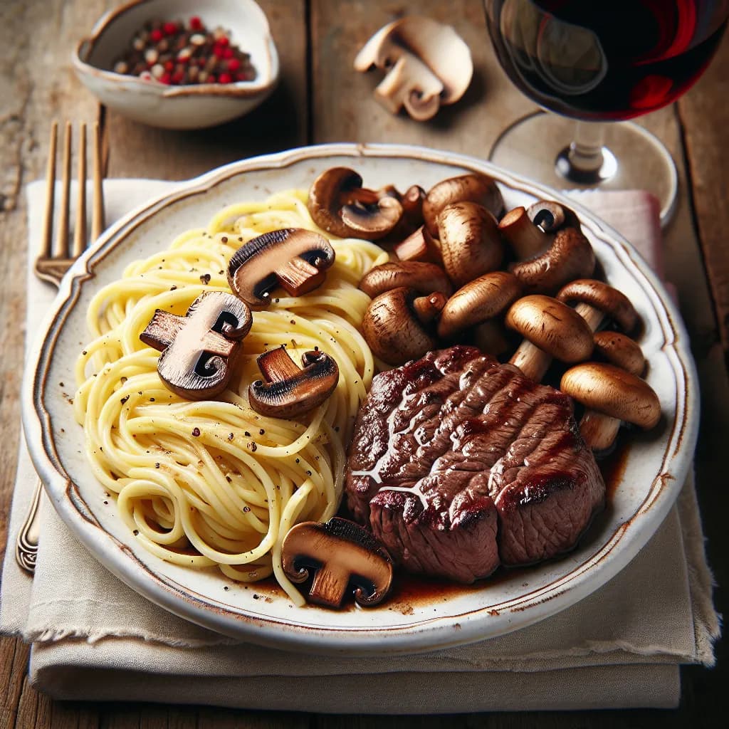 Nouilles au Steak Haché et Champignons