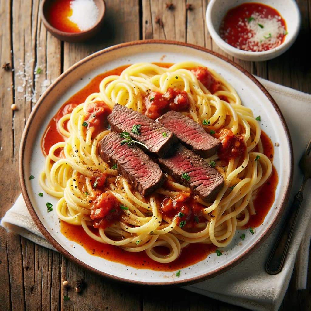 Nouilles au Steak Haché et Sauce Tomate