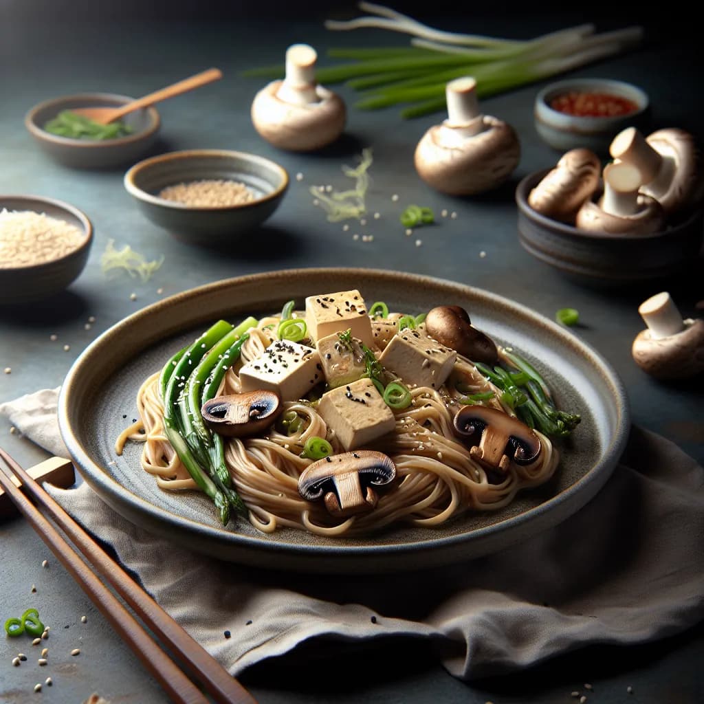 Nouilles au Tofu et Champignons