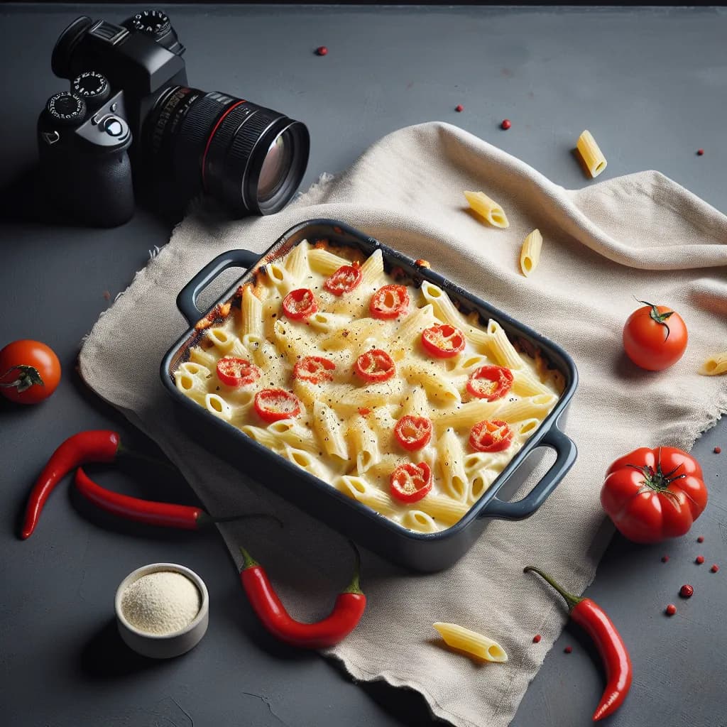 Nudelauflauf mit Paprika und Sahne