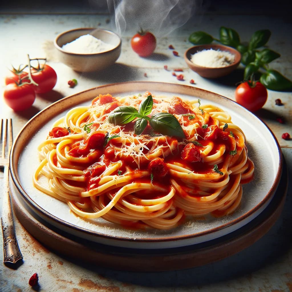 Nudeln in Tomaten-Sahnesauce