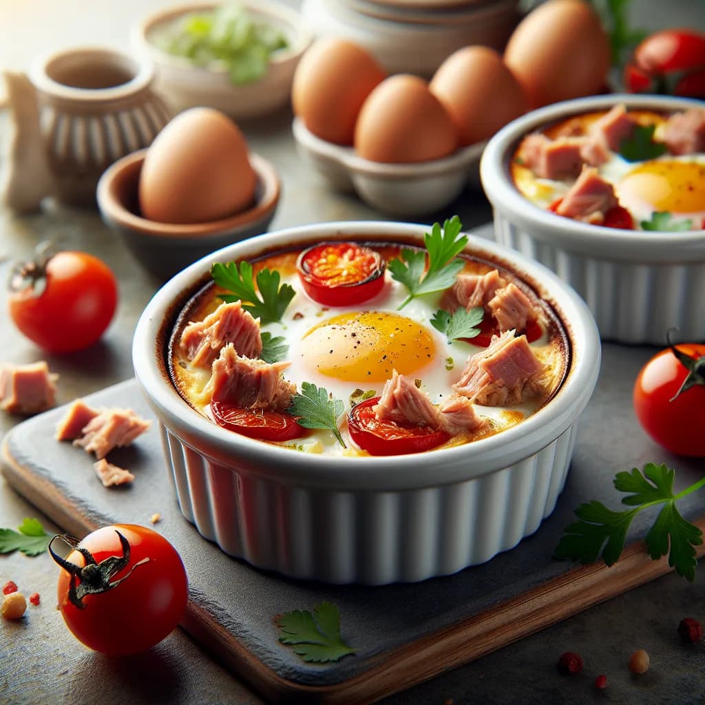 Oeufs Cocotte au Thon et Tomates