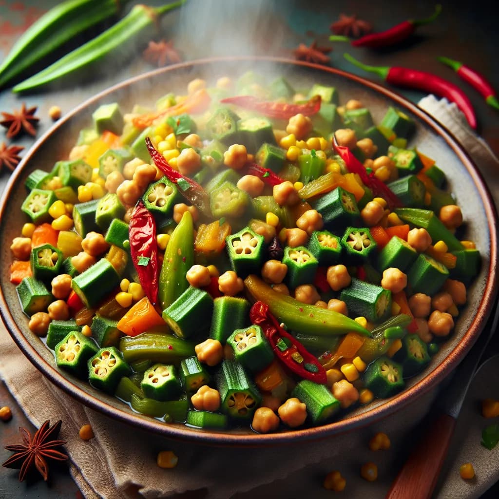 Okra and Chickpea Stir-Fry