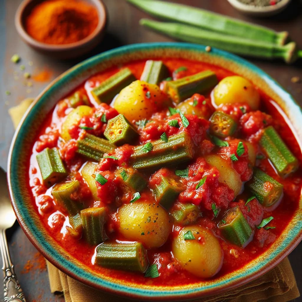 Okra-Kartoffel-Curry mit Tomatensauce