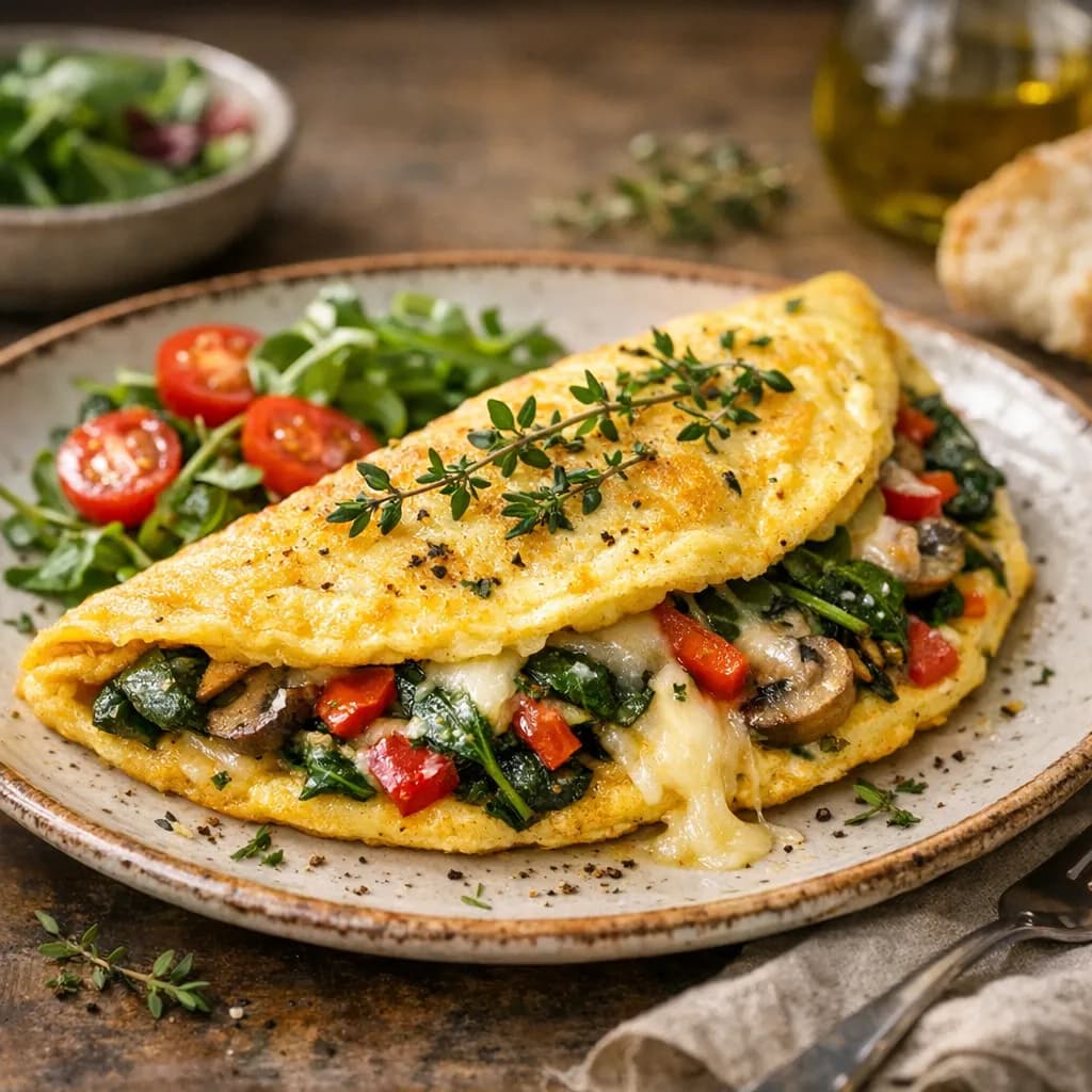 Omelette aux légumes et fromage