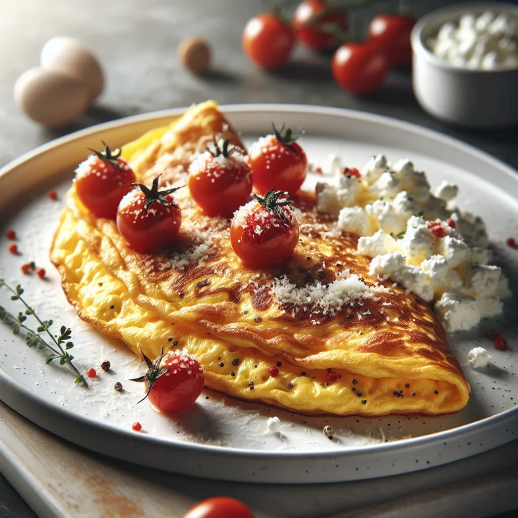 Omelette con Pomodorini e Fiocchi di Latte