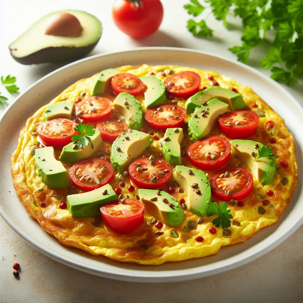 Omelette con avocado e pomodoro