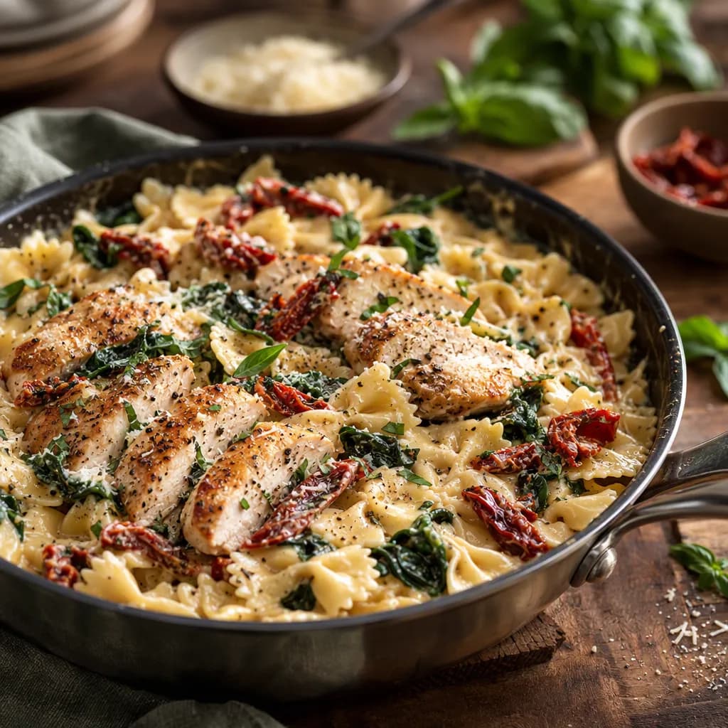 One-Pan Creamy Tuscan Chicken Pasta