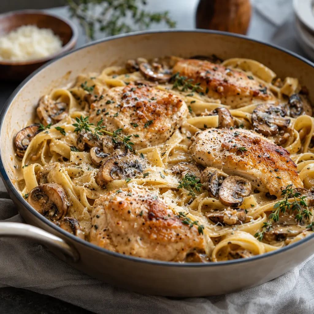 One-Pot Dijon Chicken and Mushroom Pasta