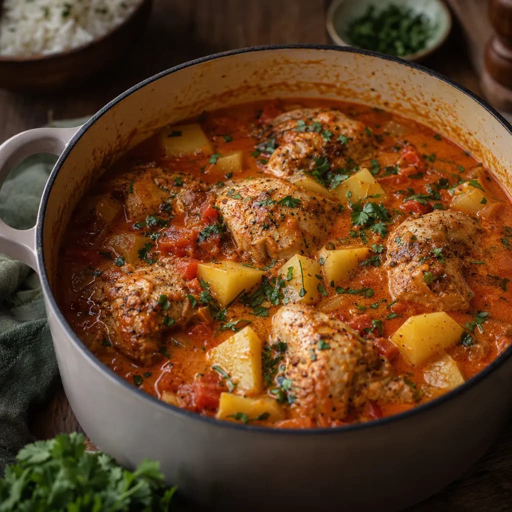 One-Pot Tomato Coconut Chicken Hotpot