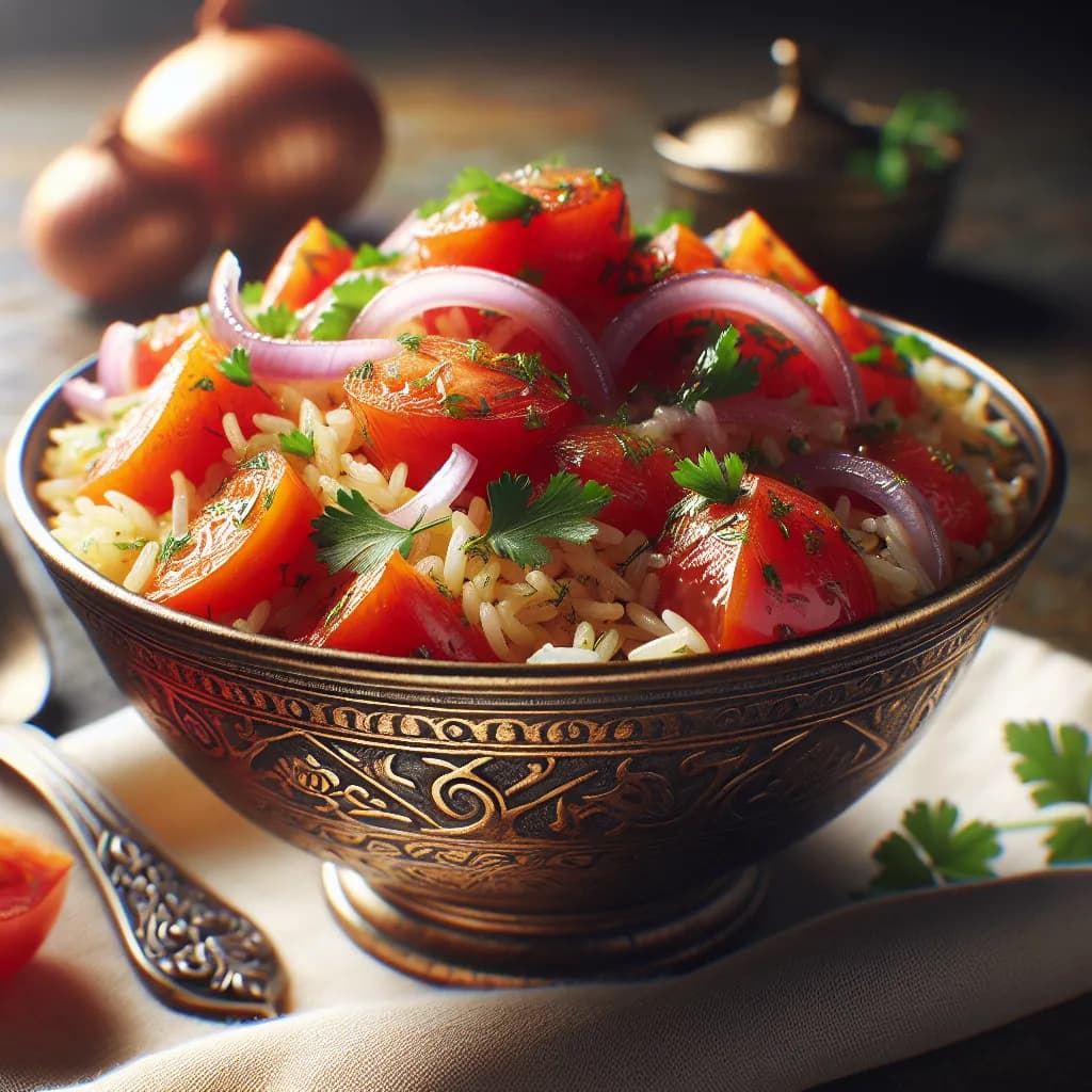 Onion and Tomato Pilaf