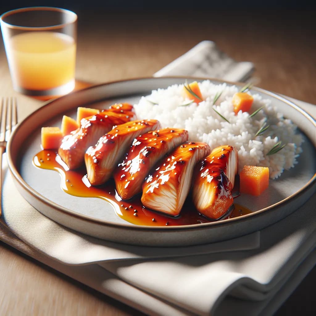 Orange Glazed Chicken with Rice