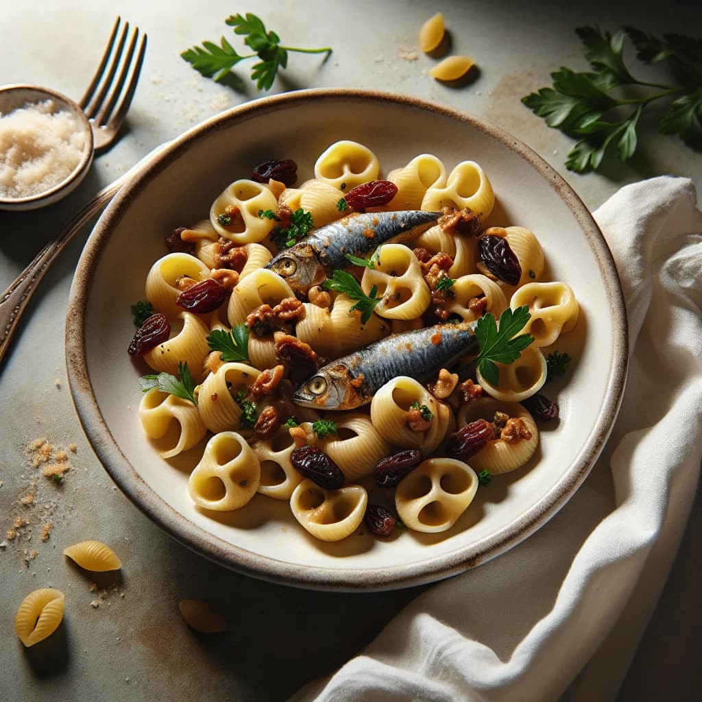 Orecchiette con Sarde e Uvetta
