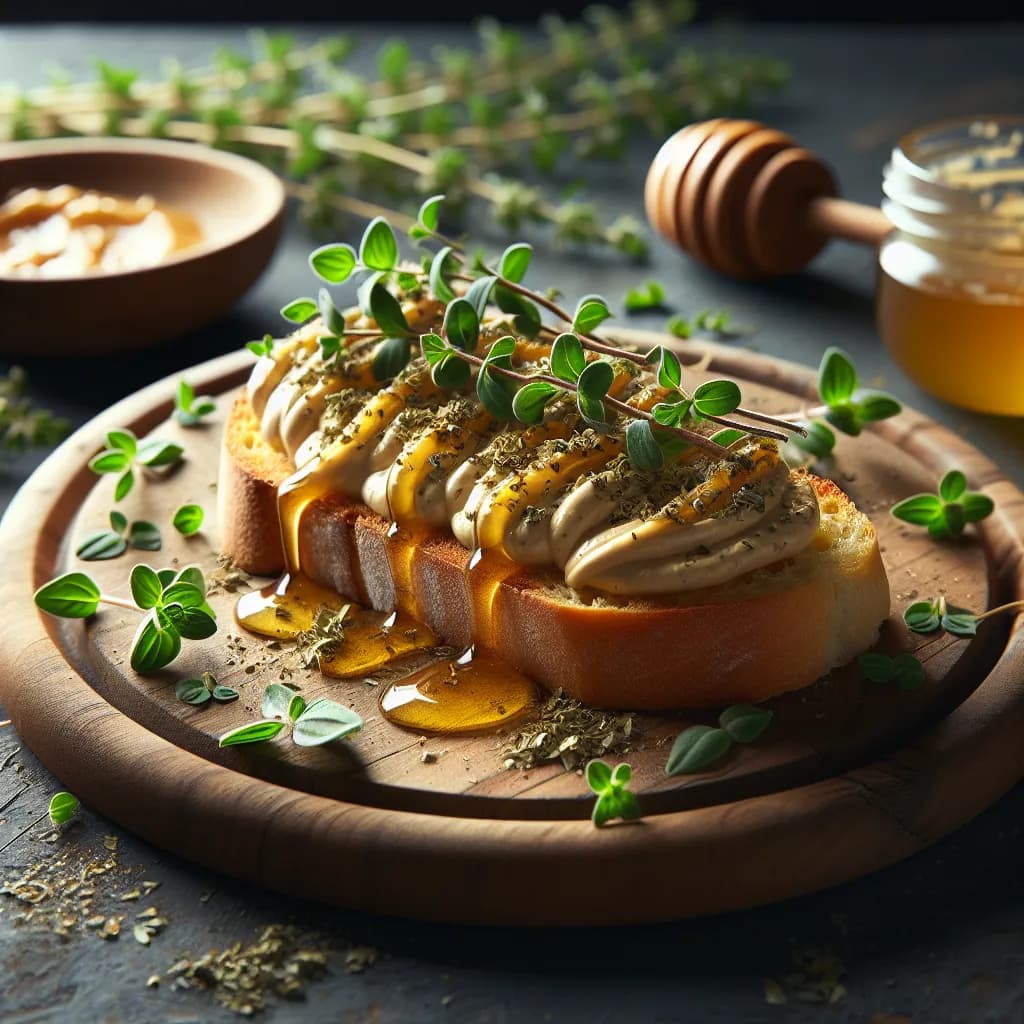 Oregano Honey Tahini Bruschetta
