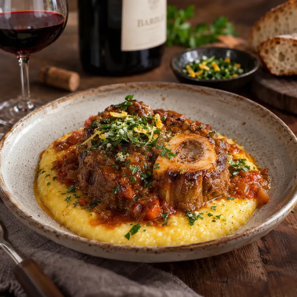Osso buco milanais à la gremolata et polenta crémeuse