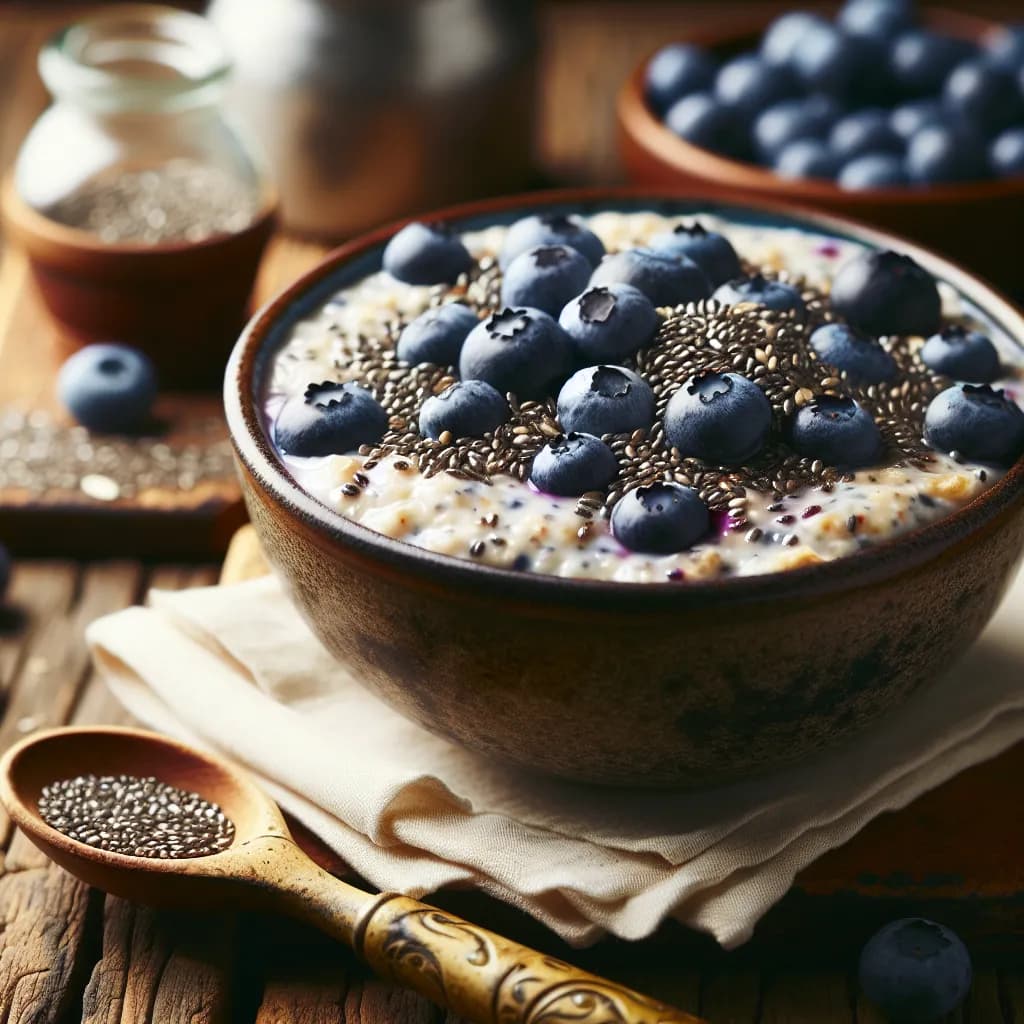 Overnight Oats with Chia and Blueberries