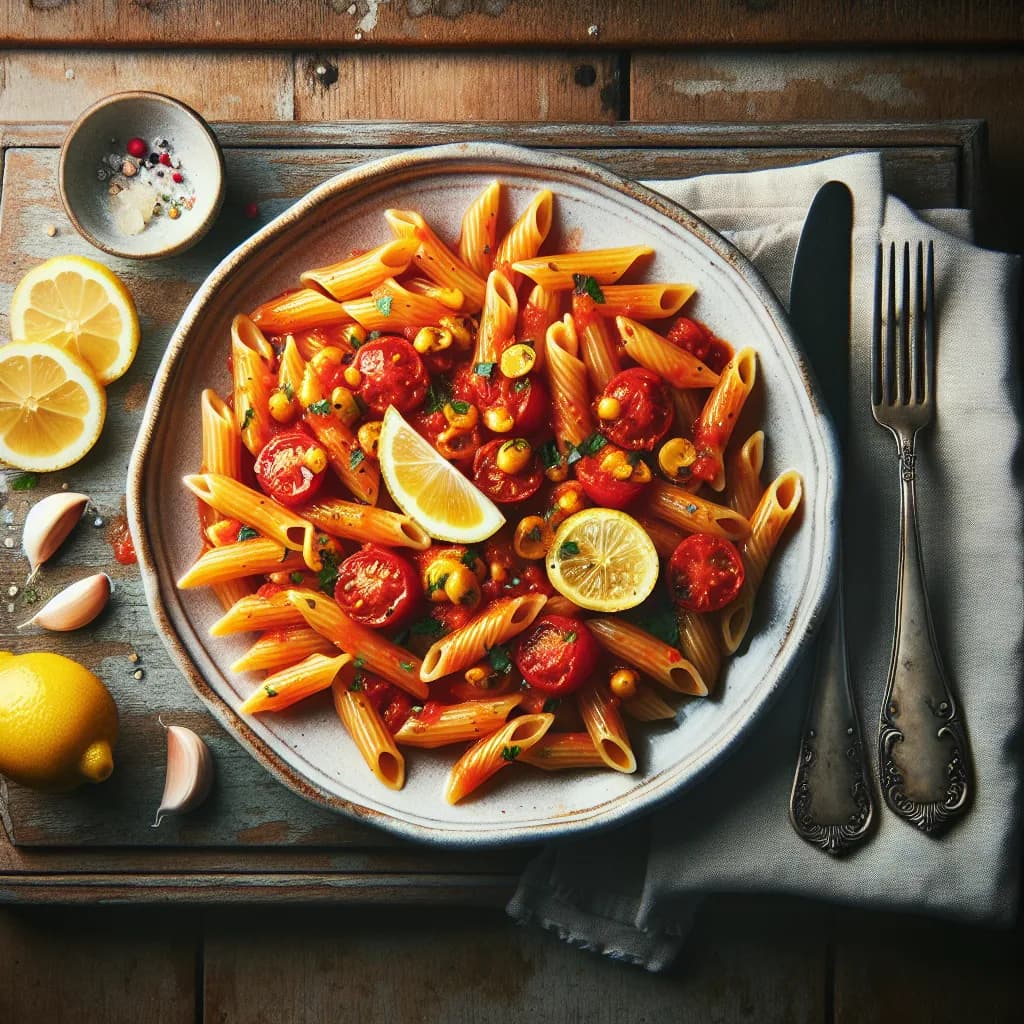 Pâtes à la Tomate, Ail et Citron