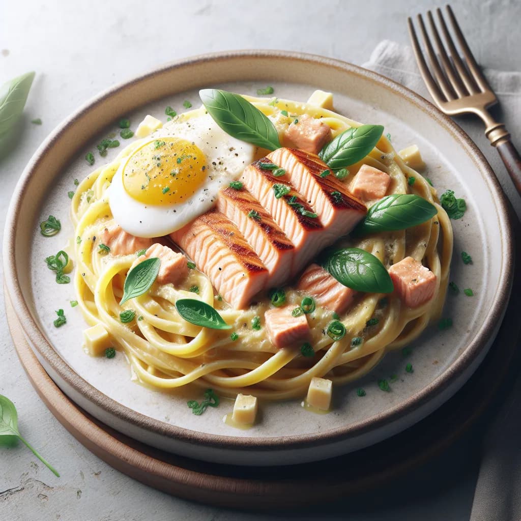 Pâtes Carbonara au Saumon sans Parmesan