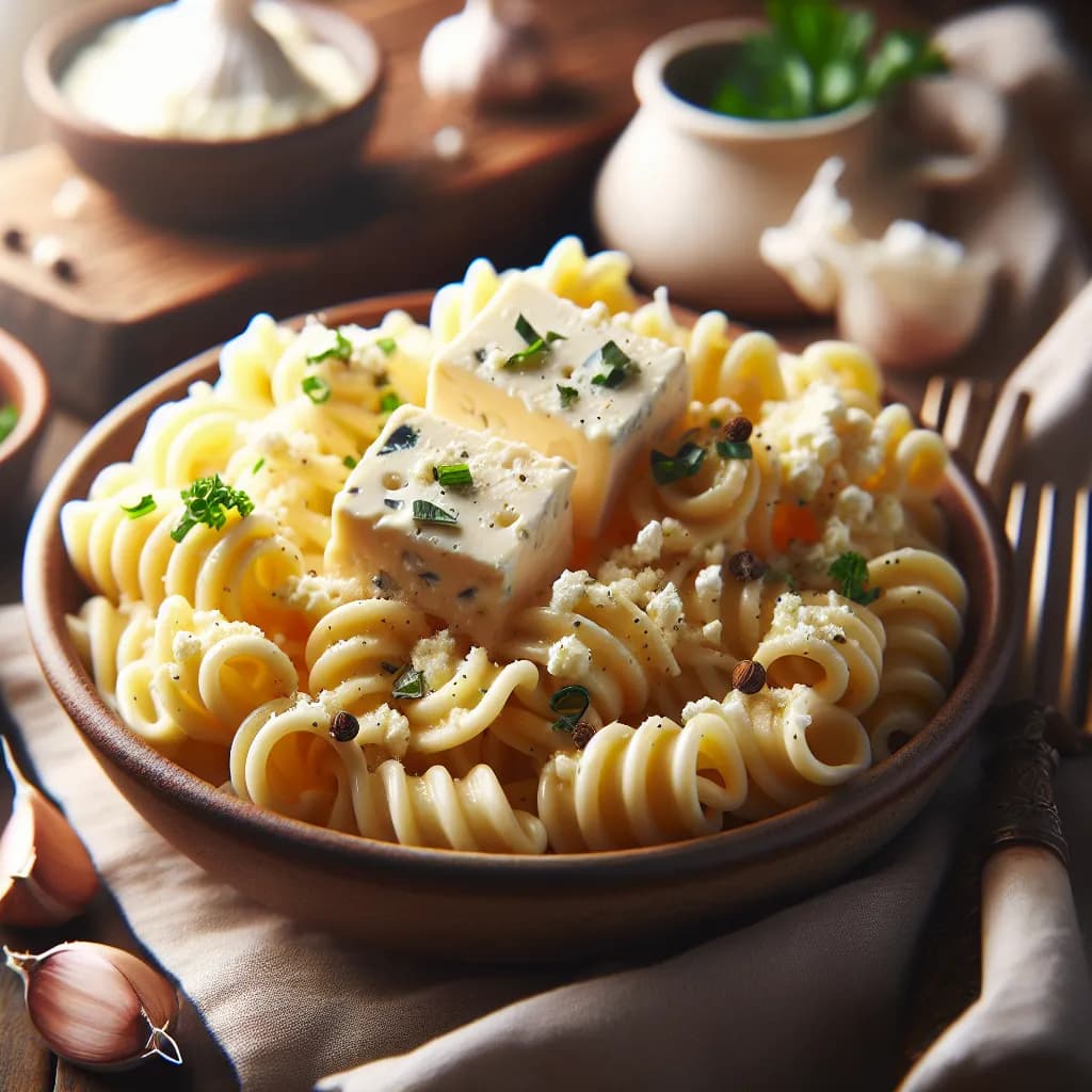 Pâtes Crémeuses à l'Ail et Fromage de Brebis