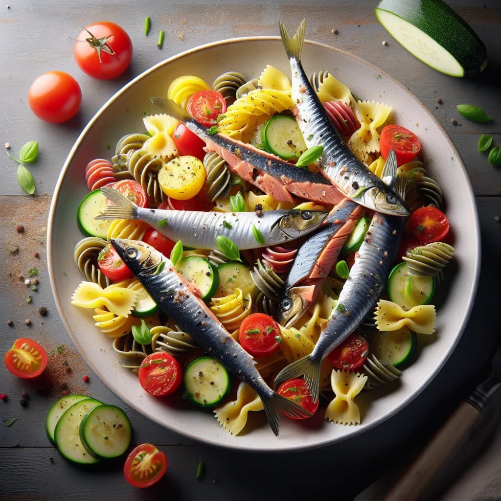 Pâtes au Hareng Fumé et Légumes