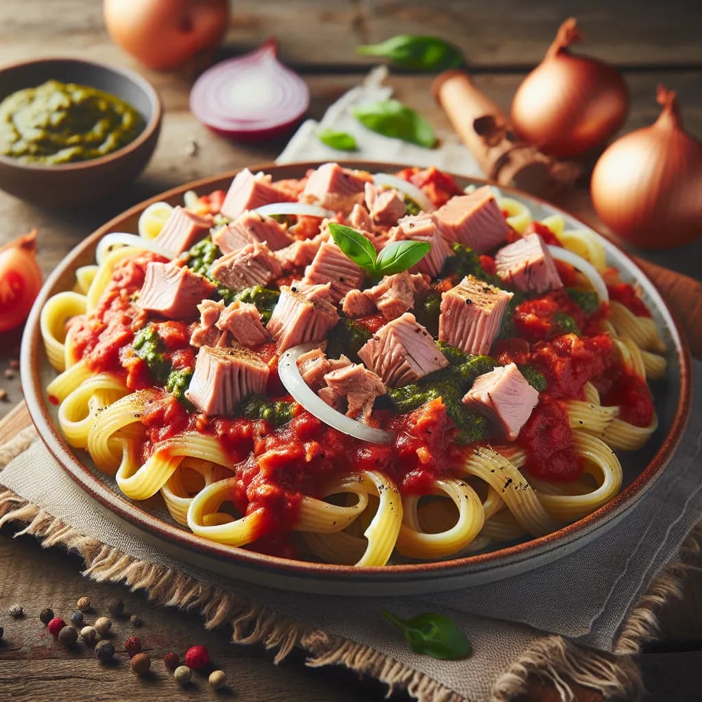 Pâtes au Pesto Rosso et Thon