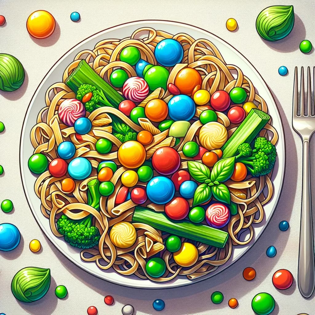 Pâtes aux Bonbons et Légumes
