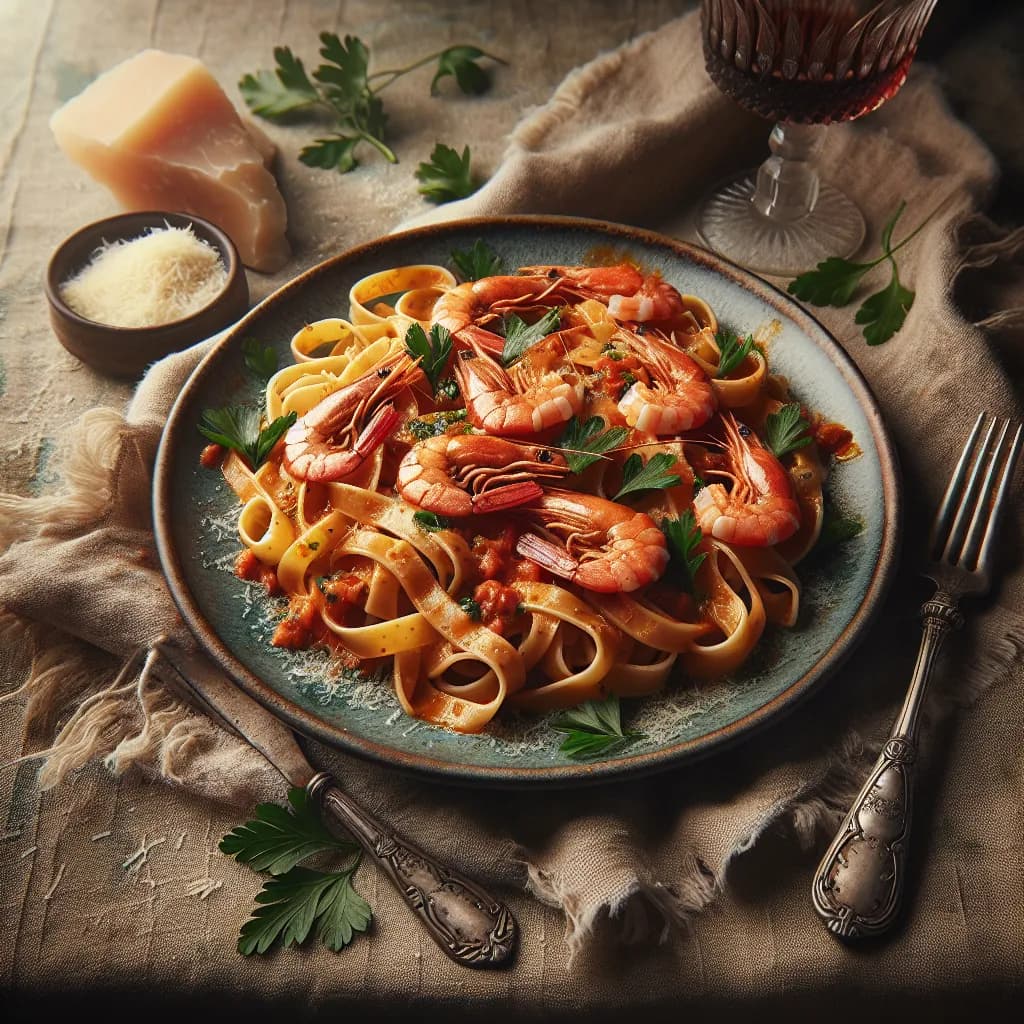Pâtes aux Crevettes Épicées