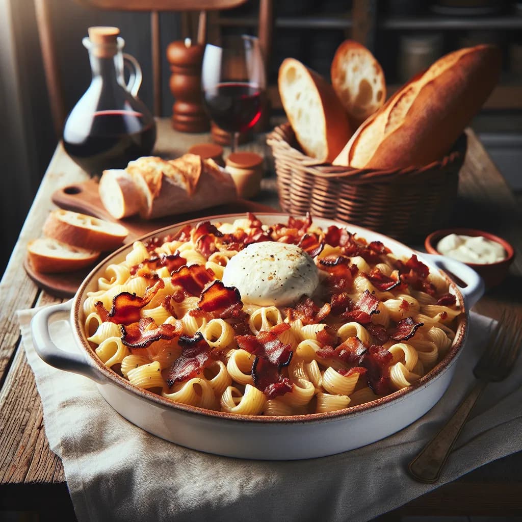 Pâtes aux Lardons et Mozzarella