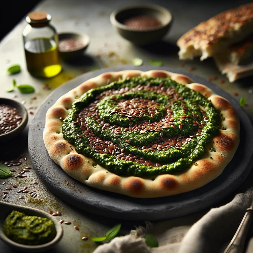 Pain Plat au Pesto et Graines