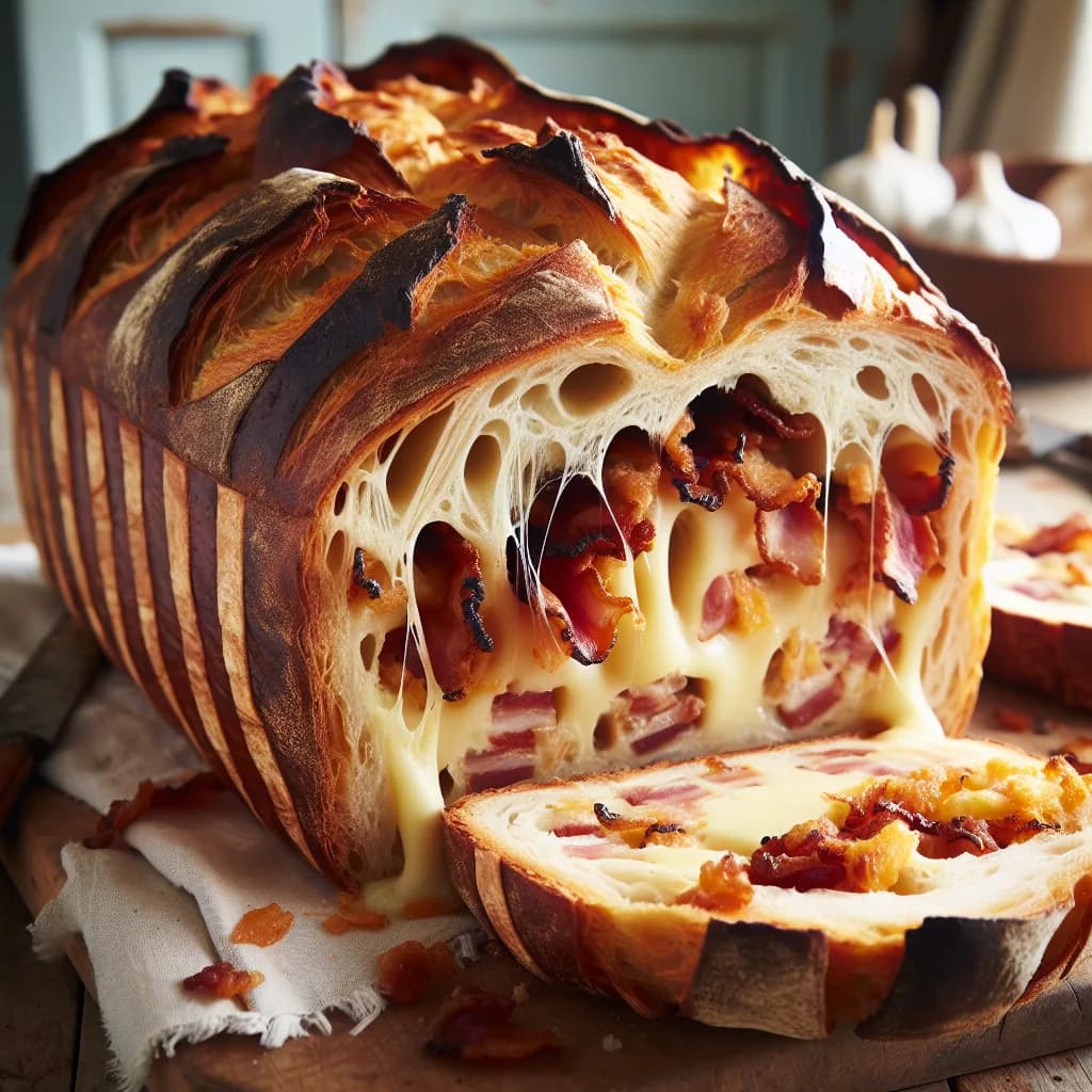 Pain aux lardons et fromage