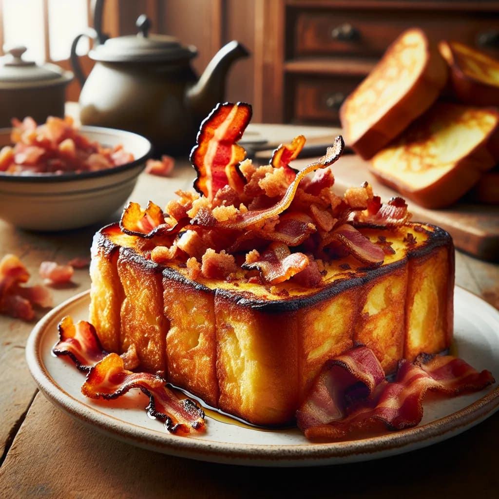 Pain perdu salé aux lardons