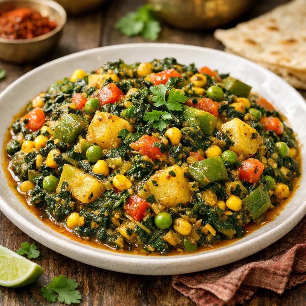 Palak Corn Capsicum Bhaji