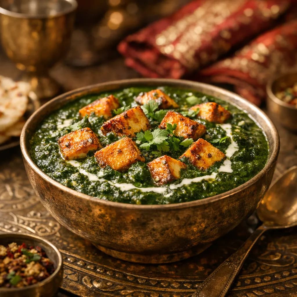 Palak Paneer (Spinat mit indischem Frischkäse)