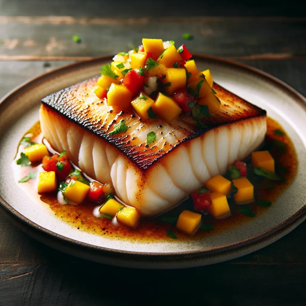 Pan-Seared Halibut with Mango Salsa