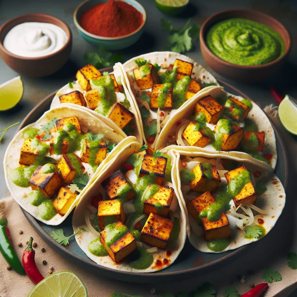 Paneer Tacos with Spicy Yogurt Sauce