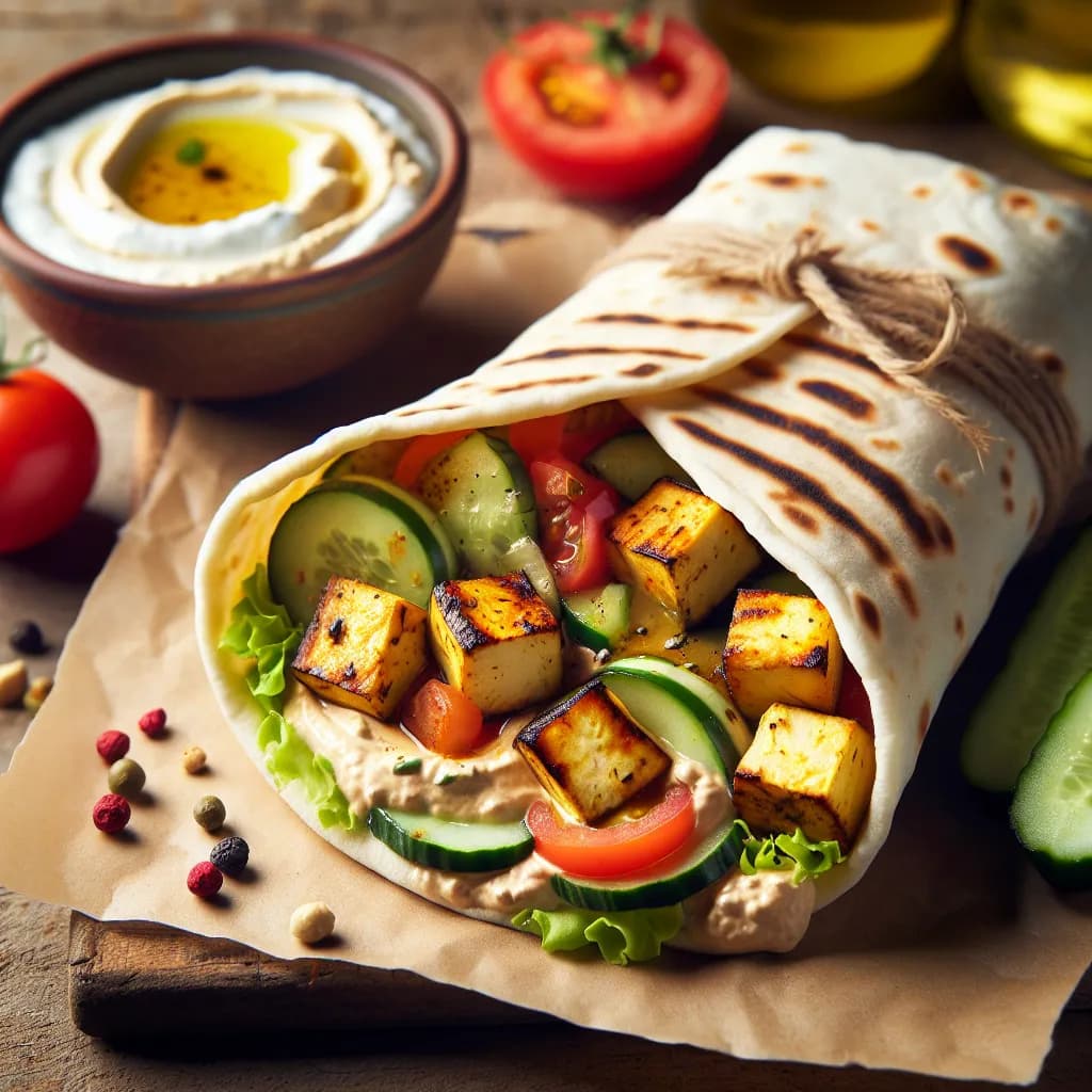 Paneer and Hummus Wrap