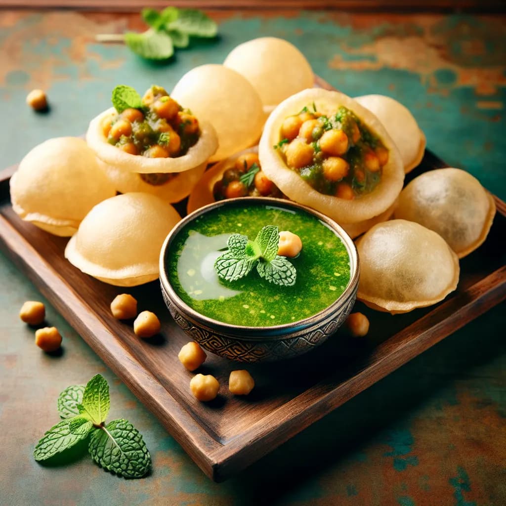 Pani Puri with Spicy Mint Water