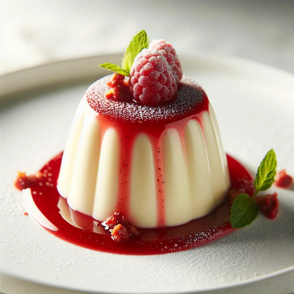 Panna Cotta alla Vaniglia con Coulis di Lamponi Piccante