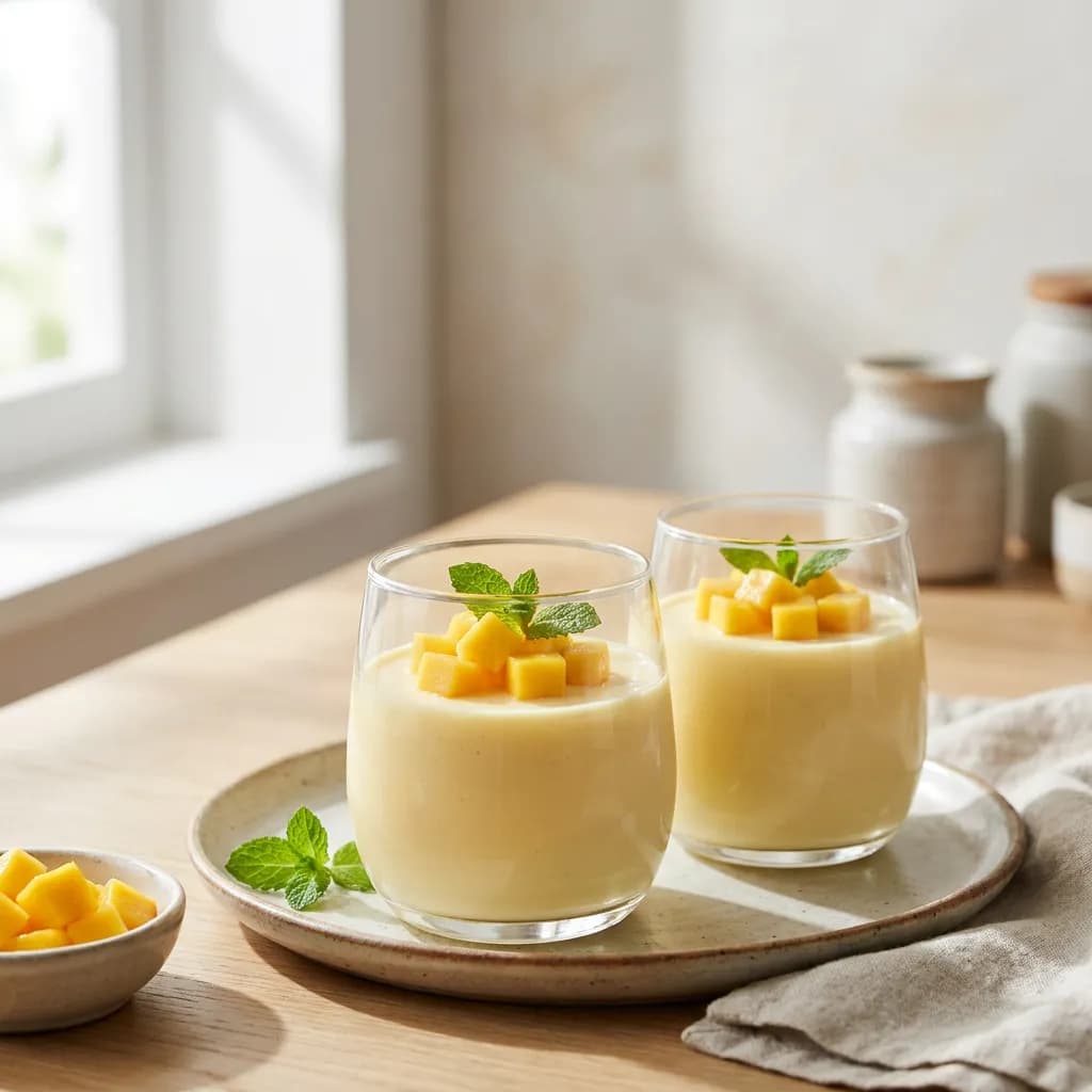 Panna cotta ligera de mango y leche entera