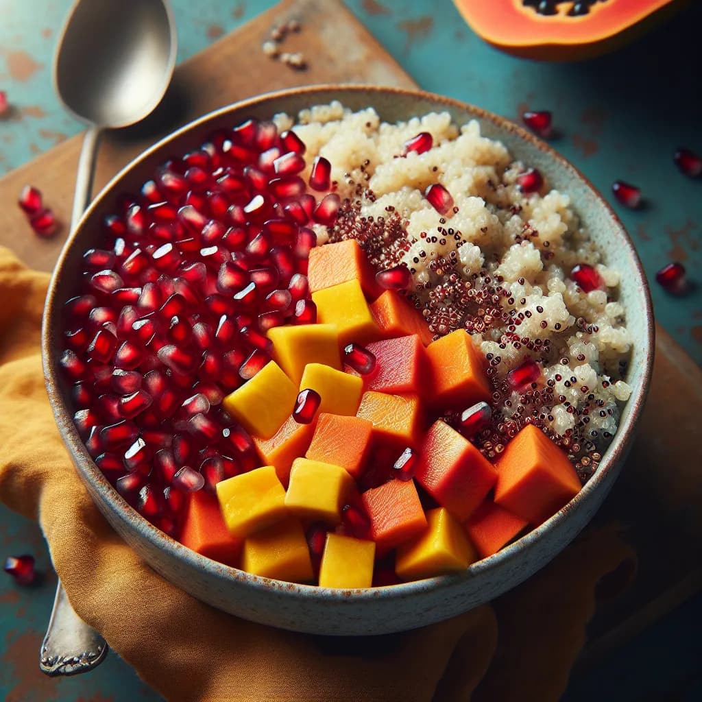 Papaya-Granatapfel-Quinoa-Bowl