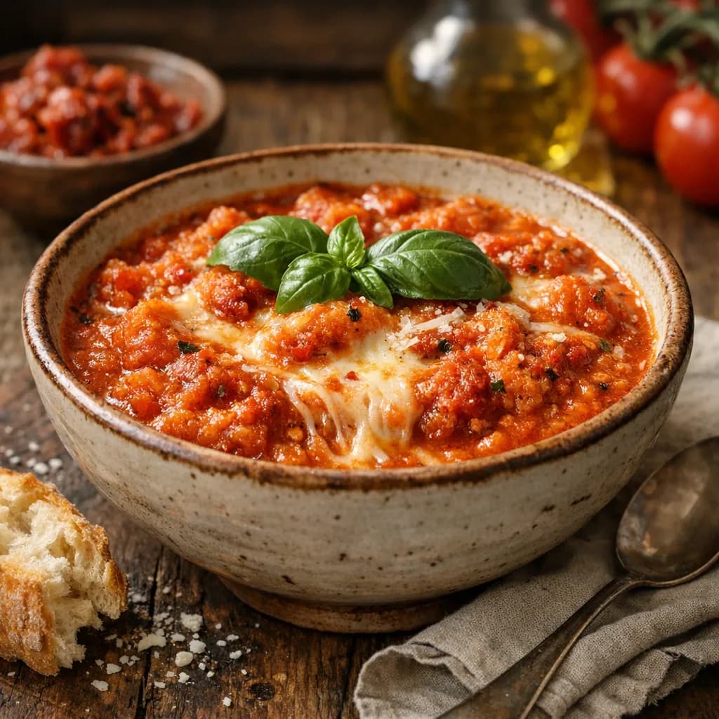 Pappa al pomodoro piccante con 'nduja e formaggio