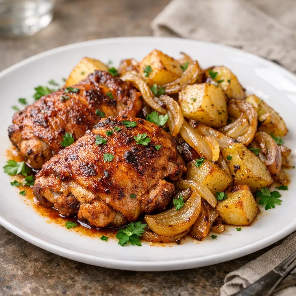 Paprika Chicken Thighs with Onion and Potato