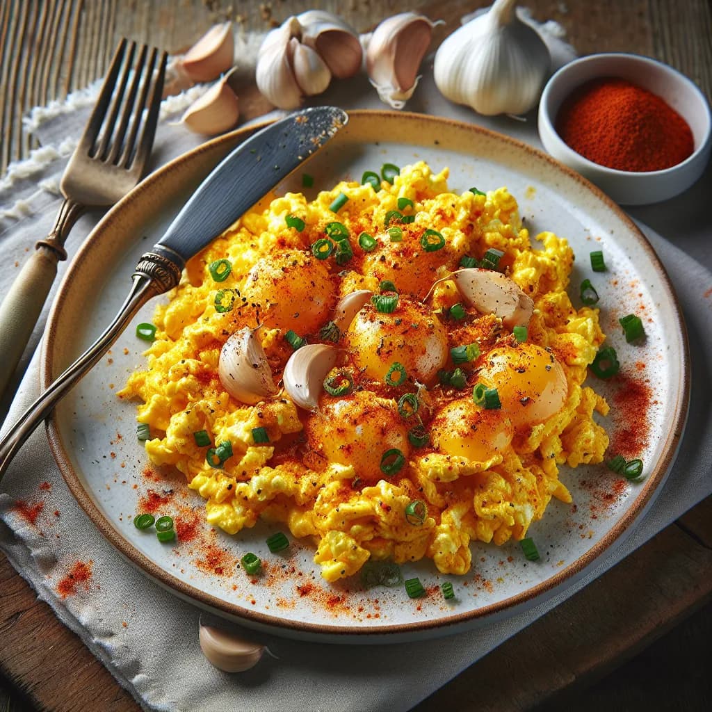 Paprika Rührei mit Knoblauch