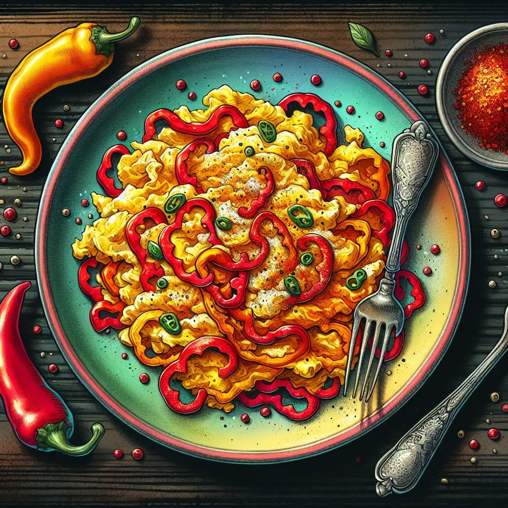 Paprika Rührei mit Szechuan-Pfeffer